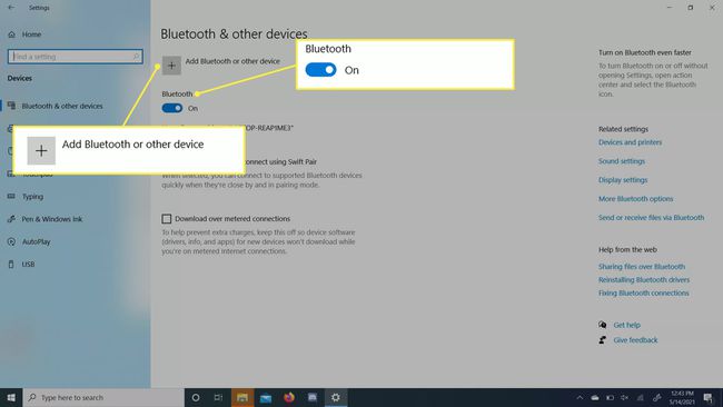 Bluetooth ja muut laitteet -valikko Windows 10 -asetuksissa