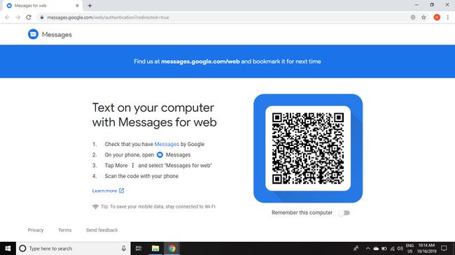 Avaa Android Messages -sivusto verkkoselaimessa.