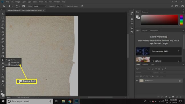 Smudge Tool Photoshop-työkalupalkissa