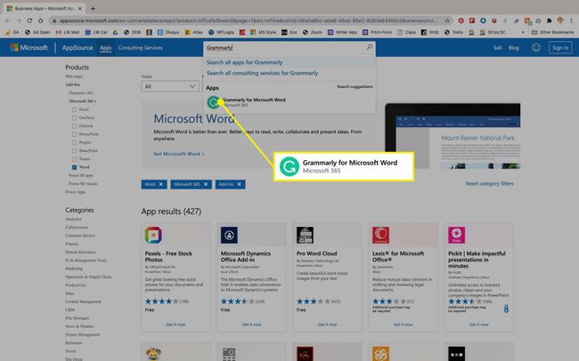 Grammarly-vaihtoehto Macin Microsoft Storessa.