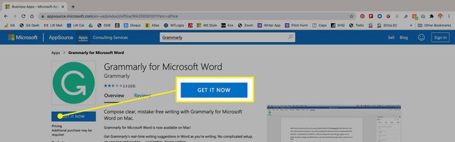 Grammarly-sovellus Microsoft Storessa Macissa.