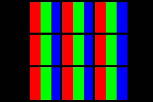 Kuva siitä, miltä LCD-television pikselit näyttävät