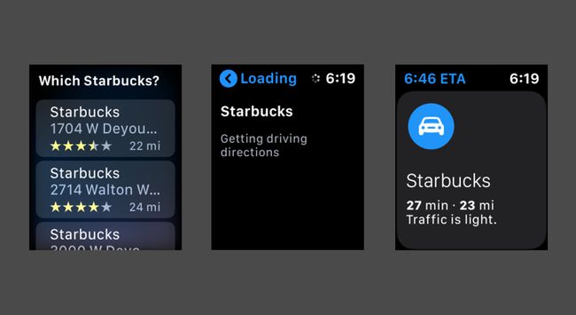 Sirin käyttäminen Apple Watchissa reittiohjeiden hankkimiseen