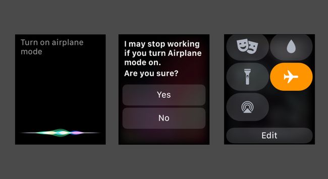 Ota lentokonetila käyttöön Käytä Siriä Apple Watchissa