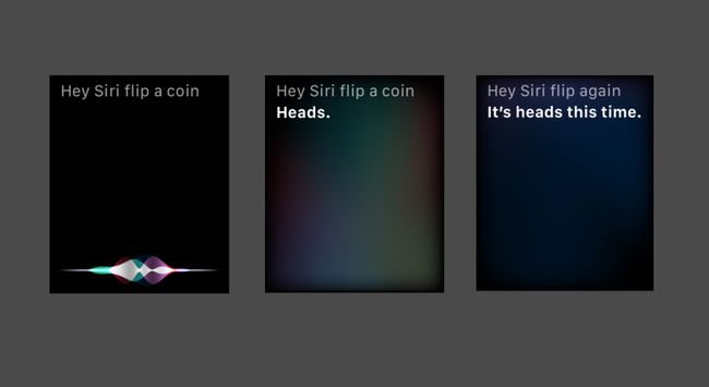 Sirin käyttäminen kolikon heittämiseen Apple Watchissa