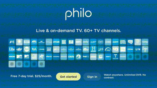 Philo Fire TV Stick -sovelluksen aloitusnäyttö.