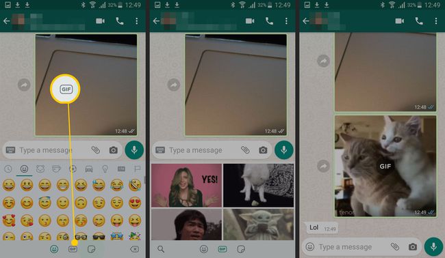GIF-tiedoston lähettämisen vaiheet WhatsAppissa