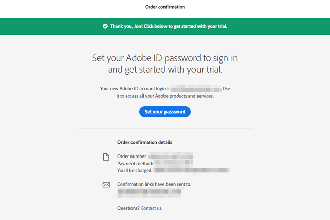 Määritä Adobe id -salasanasivu 