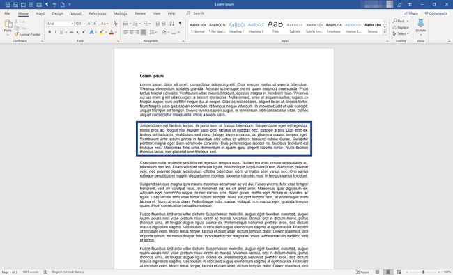 Microsoft Word kappaleen reunalla