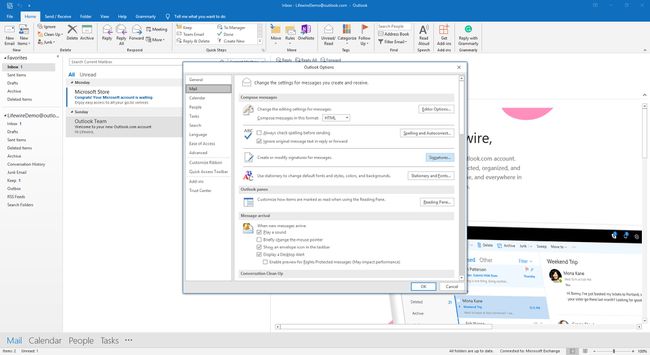 Valitse allekirjoitusasetukset Outlookissa.