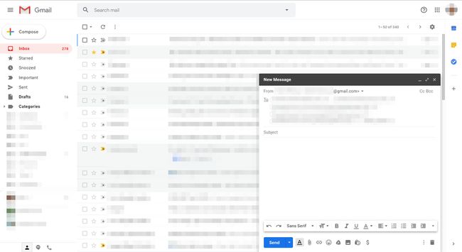 Gmail ja uusi viesti -valintaikkuna