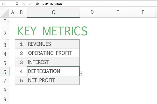 Excel näyttää nimiruudun navigointia varten