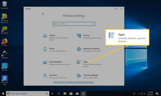 Sovellukset Windowsin asetuksissa