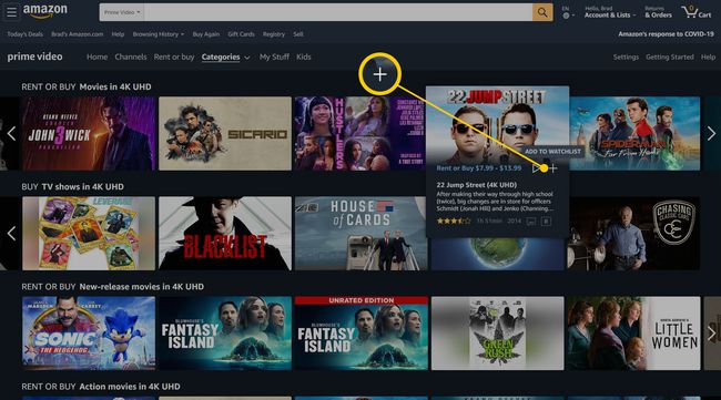 Amazon Prime Video 4K-elokuvat ja TV-ohjelmat -luokan verkkosivu.