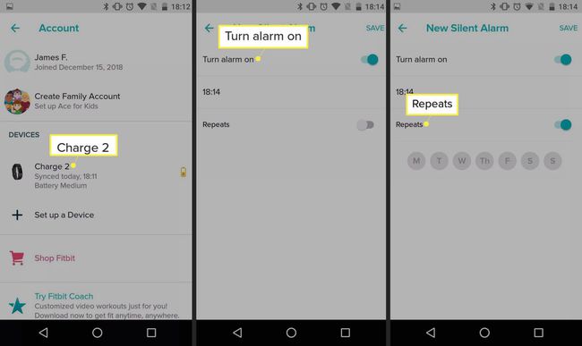 Fitbit Charge 2:n hälytysasetukset