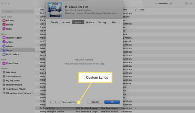 Custom Lyrics -vaihtoehto Apple Musicissa