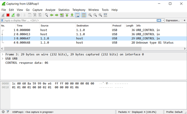 Kuvakaappaus Wireshark-verkon haistajasta.