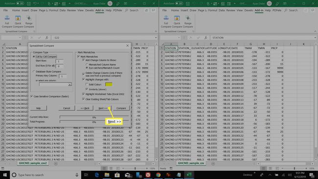 Mukauttamisvaihtoehdot Spreadsheet Compare -sovelluksessa