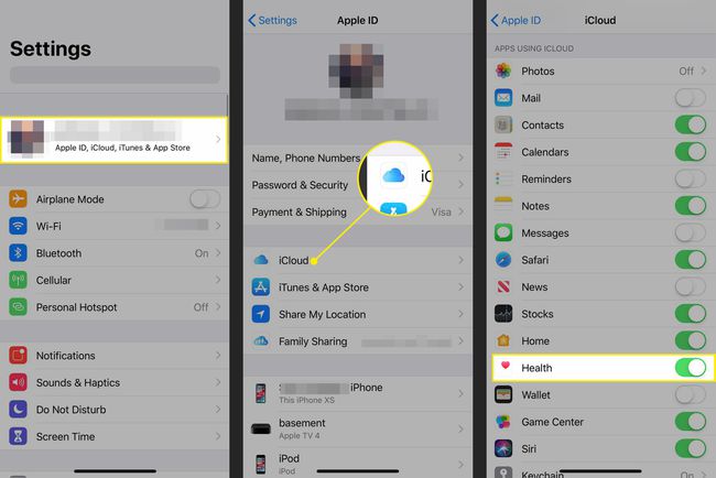 Terveys-sovelluksen iCloud-asetukset
