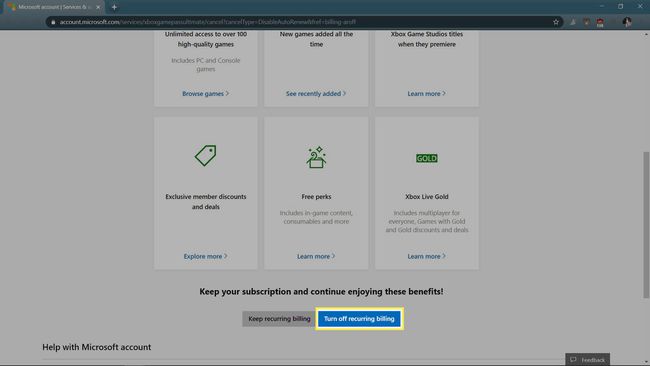 Poista Xbox Series X- tai S-sarjan toistuva laskutus käytöstä Microsoftin verkkosivustolta.