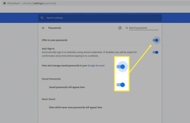 Tallenna salasanat ja automaattisen kirjautumisen valinnat Chromen asetuksissa