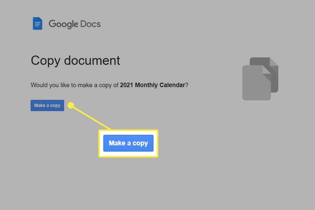 Luo kopiopainike google docs -verkkosivustolle.