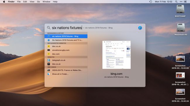 Spotlight Search näyttää tulokset Macilla