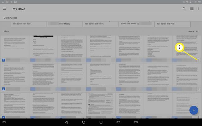 Kolmen pisteen kuvake asiakirjojen vieressä Omassa Drivessa