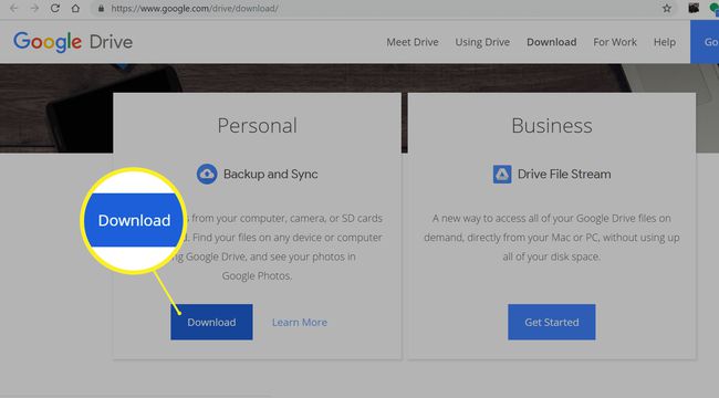 Lataa ja asenna Backup and Sync Google Driveen.