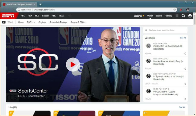 Kuvakaappaus WatchESPN:stä.