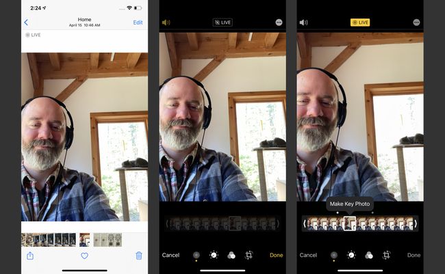 Kuvakaappauksia Live Photo Key Frame -avainkehyksen vaihtamisesta
