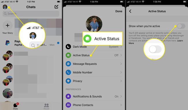 Poista Active Status käytöstä iOS:n Messengerissä