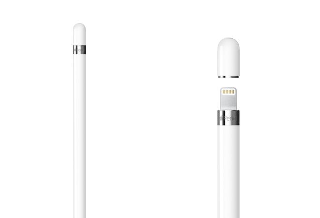 Ensimmäisen sukupolven Apple Pencil, jonka korkki on poistettu.