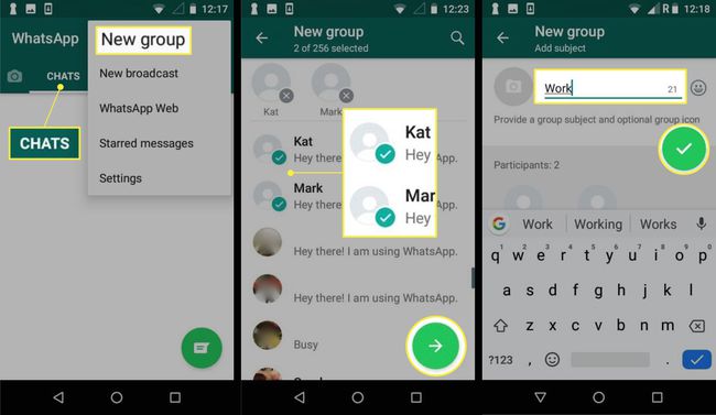 WhatsApp - luo ryhmä Androidissa