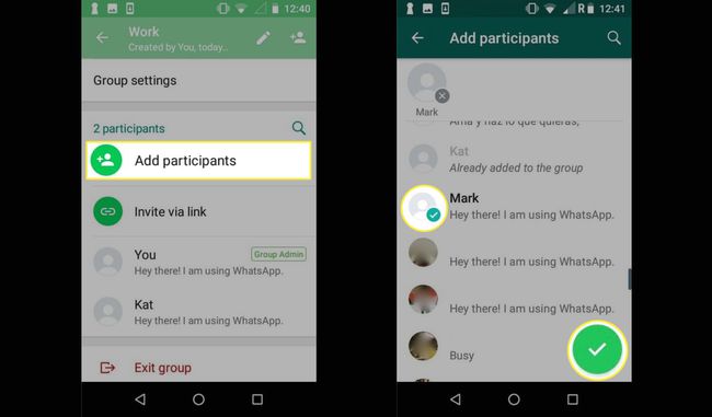 WhatsApp - lisää osallistujia Androidilla