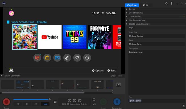 Nintendo Switch Elgato Game Capture HD:ssä Windows 10:ssä.