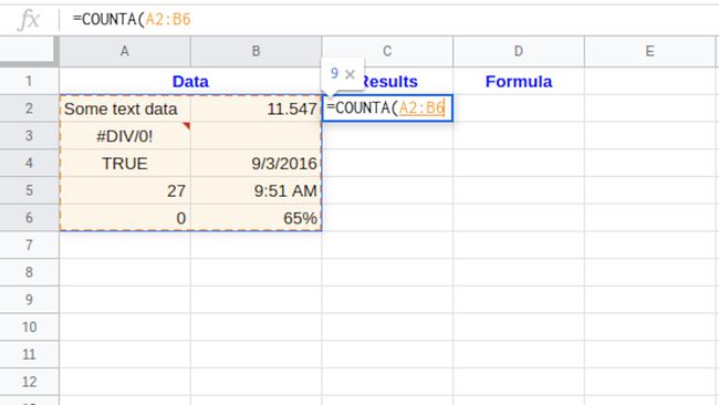 Google Sheets korostaa kaavavalikoimaa