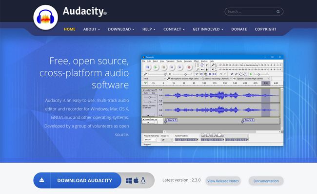 Audacity audio editing software website