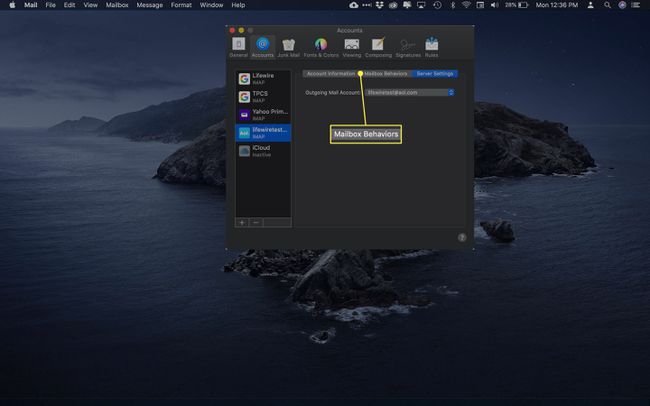 Valitse Mailissa Mailbox Behavior -välilehti.