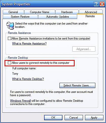 Windows XP:n etätyöpöydän asetukset