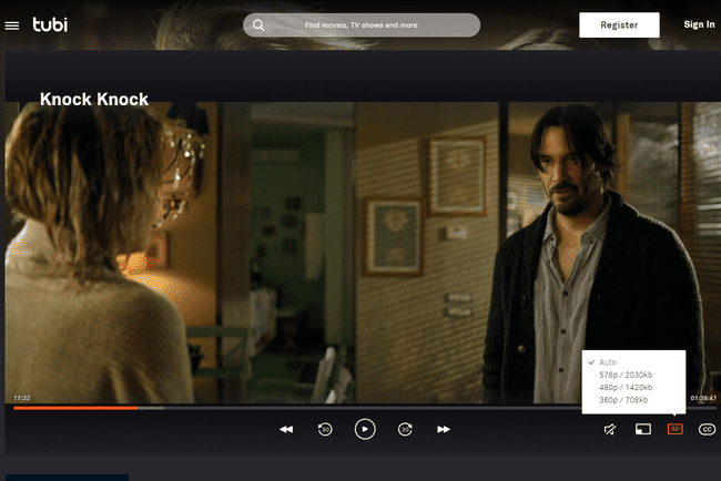 Tubi Movie Knock Knock videolaatuasetuksella