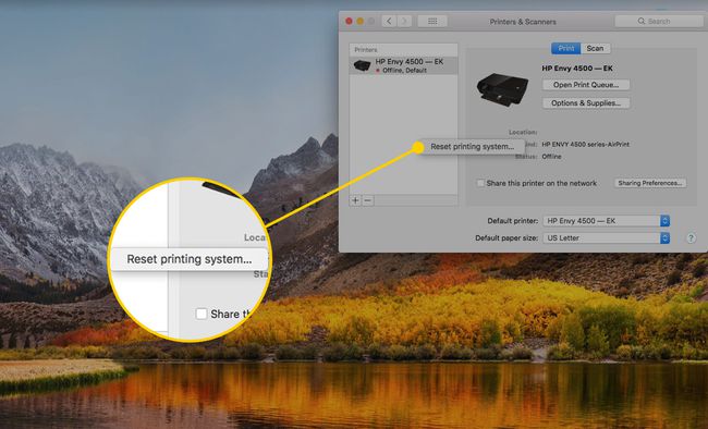 Palauta tulostusjärjestelmävaihtoehto Macissa