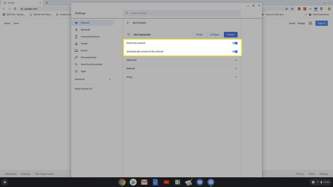 aseta haluamasi verkko Chromebookiin