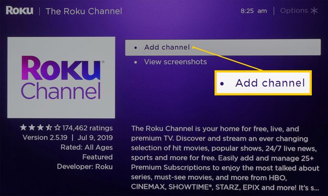 Roku-laite - Lisää Roku-kanava näkymävalitsimeen