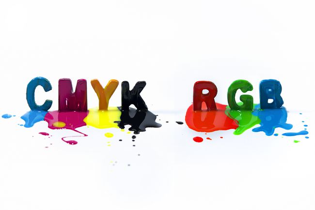 Moniväriset CMYK RGB isot kirjaimet