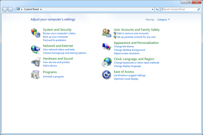 Windows 7 Ohjauspaneeli