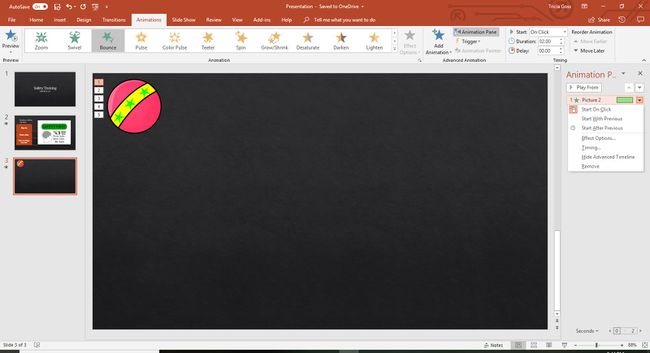 Animaatiotehosteet PowerPoint-animaatioruudussa