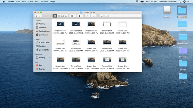 Kuvakaappaus tiedostokansiosta macOS:ssä.