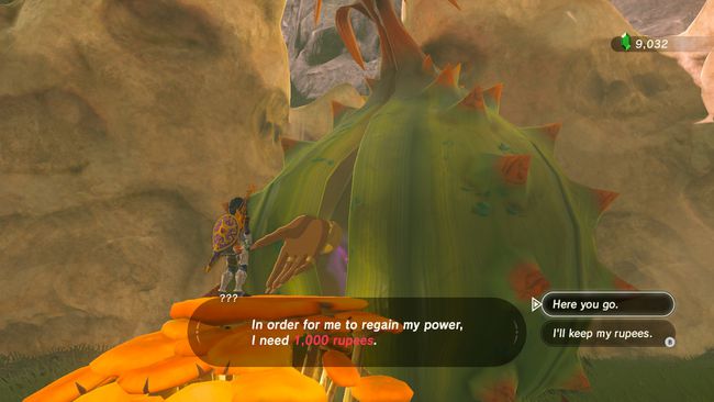 Maksa 1000 rupiaa hevosjumalakeijulle Zelda: Breath of the Wild -pelissä.