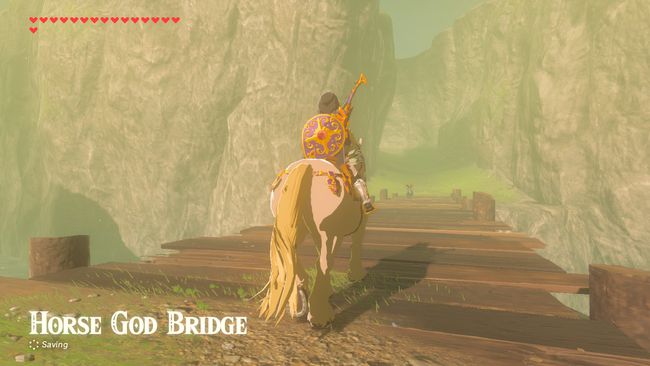 Horse God Bridgen ylittäminen Zeldassa: Breath of the Wild.